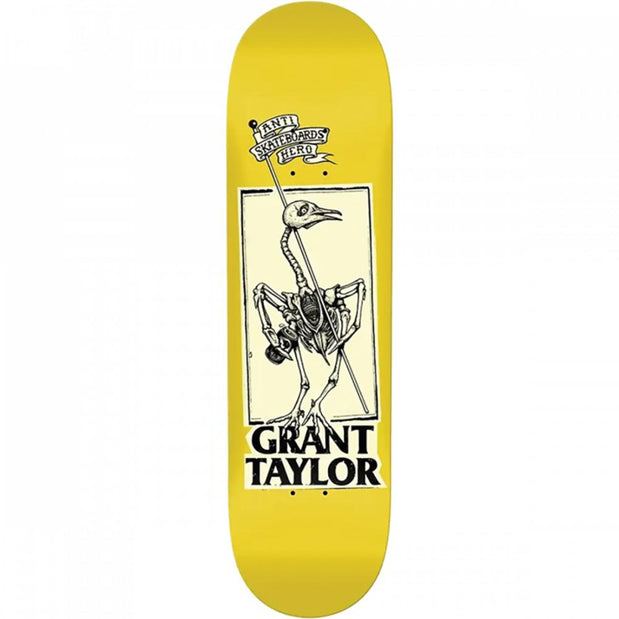 Antihero Taylor Pigeon Vision 8.25" Yellow Skateboard Deck - Longboards USA