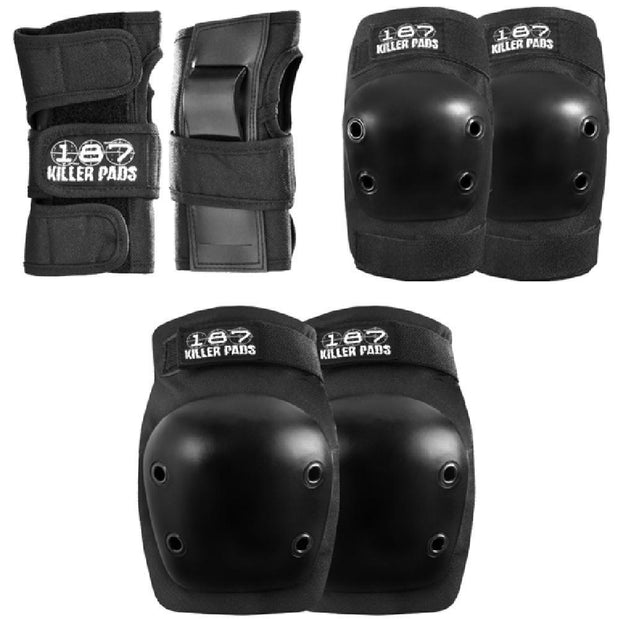 187 6-Pack Pad Set Jr-Black - Longboards USA