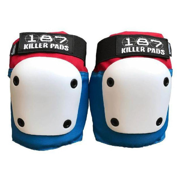 187 Killer Pads Combo Pack Knee/Elbow Pad XS Red/White/Blue Skateboard Set - Longboards USA
