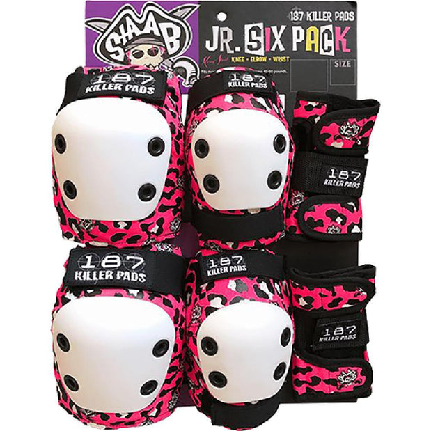 187 Killer Pads Six Pack Staab Pink Knee, Elbow, Wrist Pad Set - Junior - Longboards USA