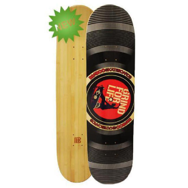 Bamboo Skateboard - Grind For Life Vinyl - From Bamboo Longboards - Complete - Longboards USA
