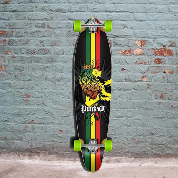 Best 40" Rasta Kicktail Longboard  40" from Punked Complete - Longboards USA