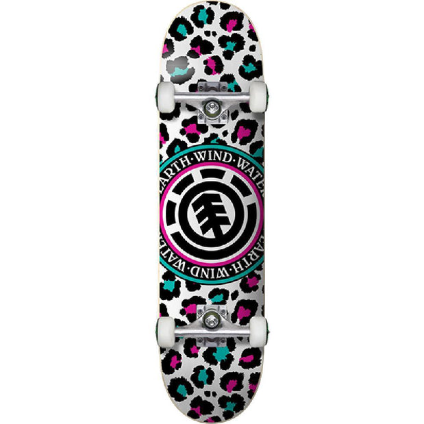 Element Leopard Party White Teal Pink 7.5" Skateboard - Longboards USA