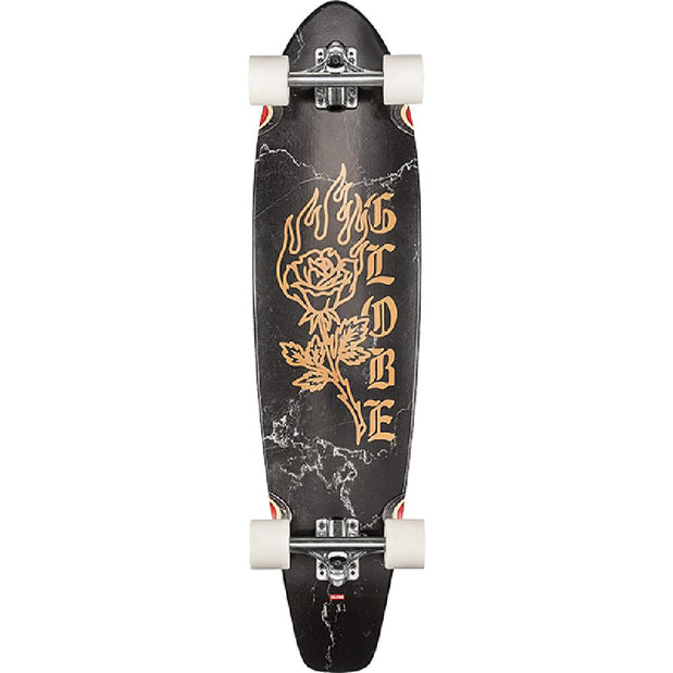 Globe 35" The All Time Black Rose Kicktail Longboard - Longboards USA