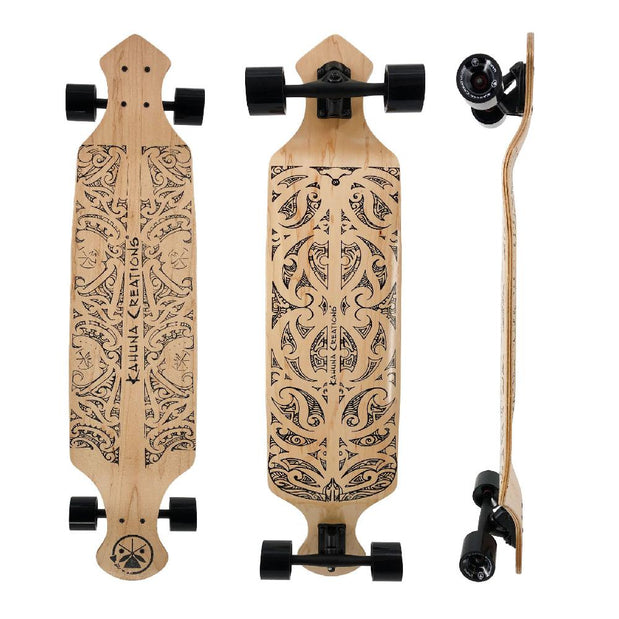 Kahuna Creations 42" Natural Black Wave Drop Down Longboard w/ Bear Trucks - Longboards USA