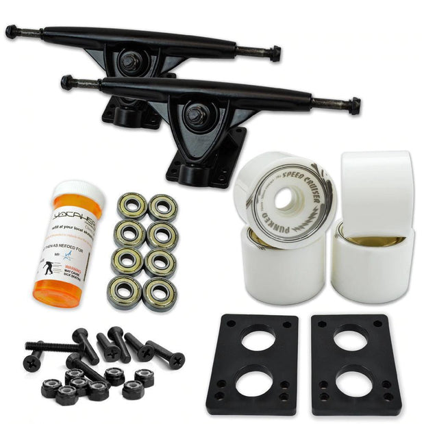 Longboard Starter Combo Kit - with 70mm Wheels - Black Trucks - Longboards USA