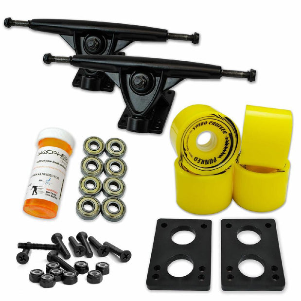 Longboard Starter Combo Kit - with 70mm Wheels - Black Trucks - Longboards USA