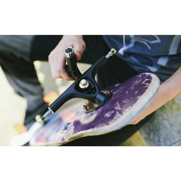 Paris V3 180mm/50° Matte Black/Gold Hardware Longboard Trucks | Set of 2 - Longboards USA