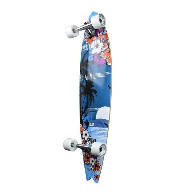 Punked Fishtail 40" Longboard - Tropical Night - Complete - Longboards USA