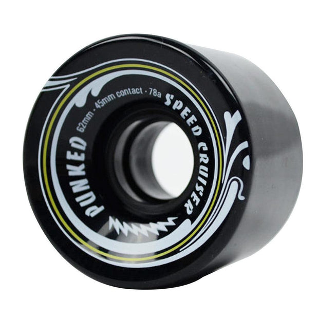 Punked Speed Cruiser in Solid Black 62mm/78A Longboard Wheels - Longboards USA