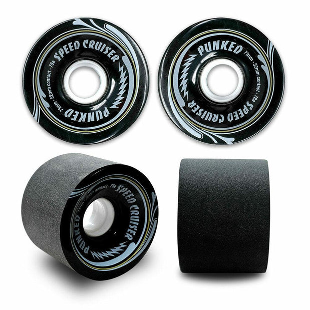Punked Speed Cruiser in Solid Black 71mm/78A Longboard Wheels - Longboards USA