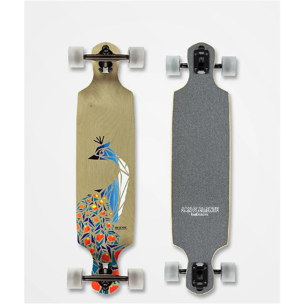 San Clemente Birds Of Paradise Peacock Drop Through 36" longboard - Longboards USA