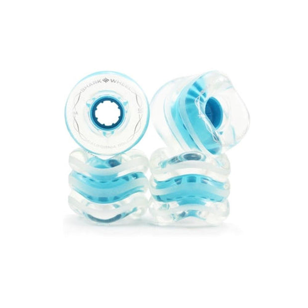 Shark Wheel 60mm Clear With Blue Hub California Roll Skateboard Wheels - Longboards USA
