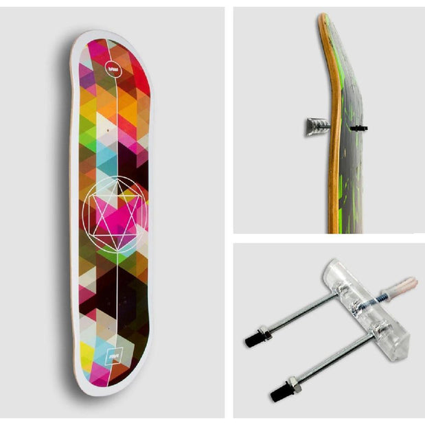 Sk8ology Skateboard Longboard Deck Display Wall Rack Bracket - Longboards USA