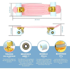 Swell 22" Complete Coral Pink Gold mini Skateboard - Longboards USA