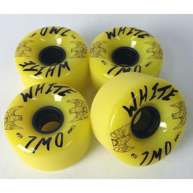 White Owl Longboard Skateboard Wheels 70mm Yellow 80A Set - Longboards USA