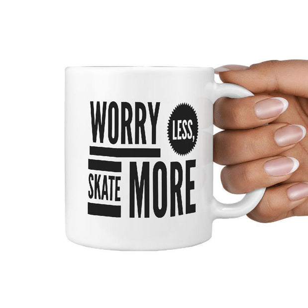 Worry Less, Skate More | Funny Skateboarding Coffee Mug Gift Idea - Longboards USA