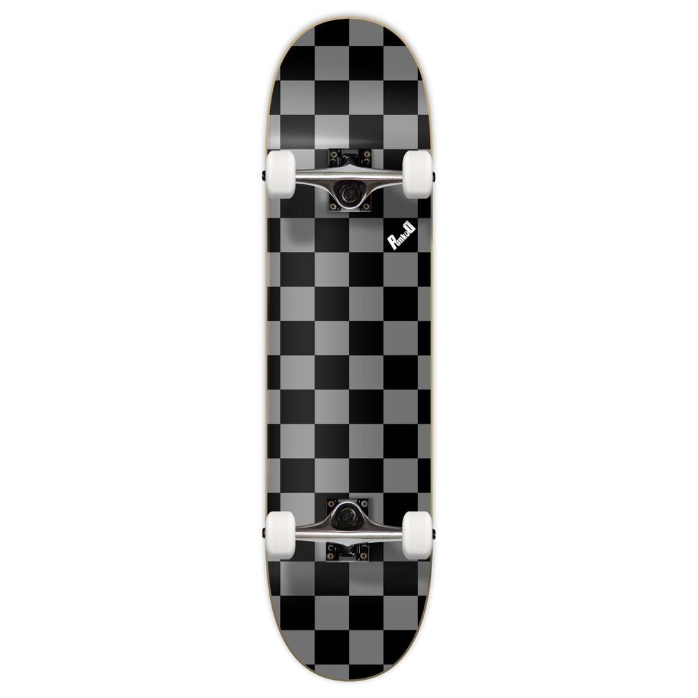 Yocaher Graphic Complete Skateboard - Checker Silver - Longboards USA