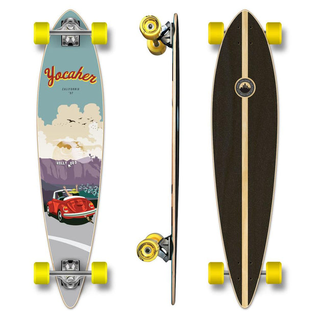 Yocaher Pintail Longboard Complete - VW Bettle Series - Red - Longboards USA