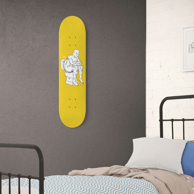 The Thinker Yellow 8.25" Custom Skateboard or Wall Art