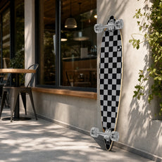 Punked Pintail Longboard Complete Checker Silver - Longboards USA