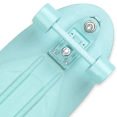 Close-up of the Original Penny Mint 29-inch surfskate skateboard underside with mint wheels, trucks and molded deck ridges. - Longboards USA