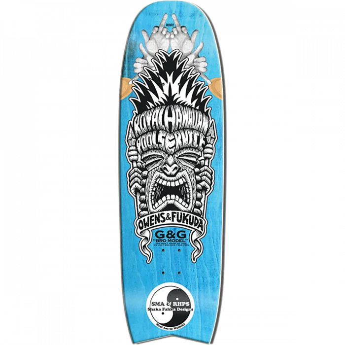 Santa Monica Airlines wens/Fukuda Royal Haw. 9.75X32.25" Grn/Blu Skateboard Deck - Longboards USA