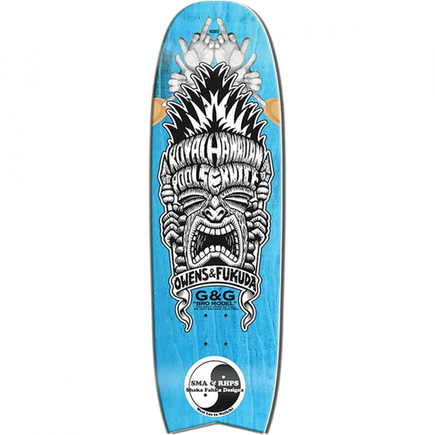 Santa Monica Airlines wens/Fukuda Royal Haw. 9.75X32.25" Grn/Blu Skateboard Deck - Longboards USA