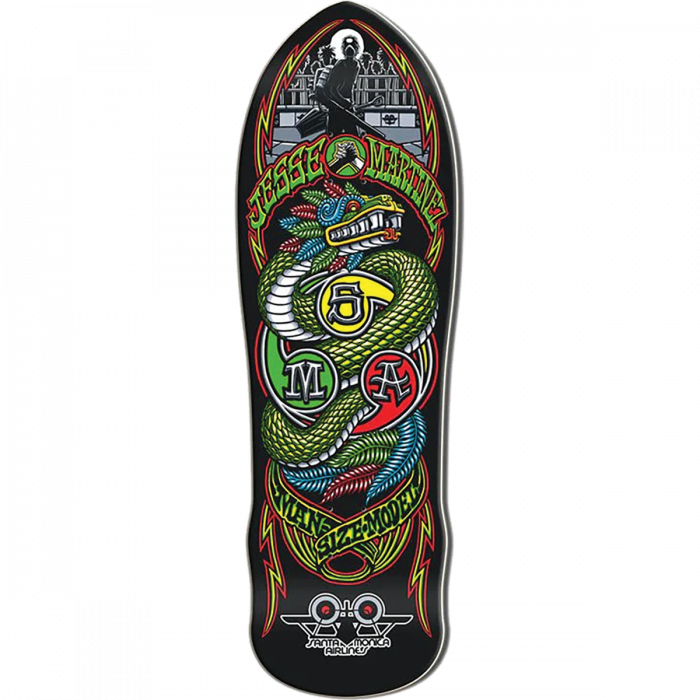 Santa Monica Airlines artinez Snake 9.875X31.37" Black Dip Skateboard Deck - Longboards USA