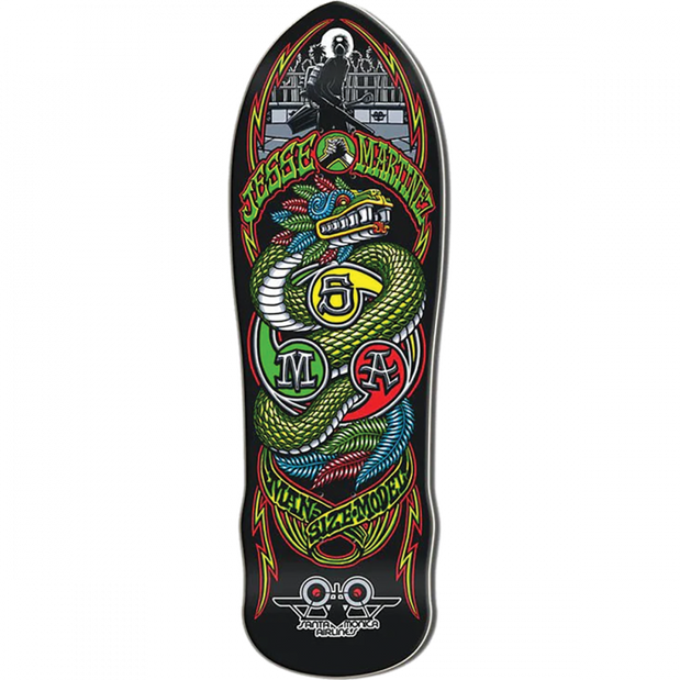 Santa Monica Airlines artinez Snake 9.875X31.37" Black Dip Skateboard Deck - Longboards USA