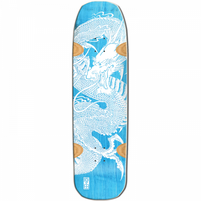 Santa Monica Airlines arada 9X33" Light Blue Stain/Wht Dragon Skateboard Deck - Longboards USA