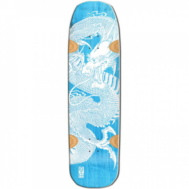 Santa Monica Airlines arada 9X33" Light Blue Stain/Wht Dragon Skateboard Deck - Longboards USA
