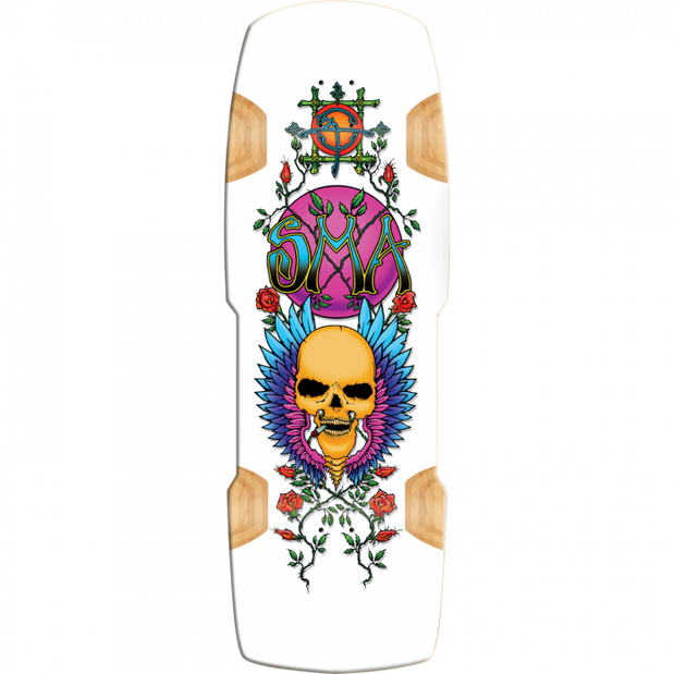 Santa Monica Airlines umpston Flying Skull Ltd 11X33" White Dip Skateboard Deck - Longboards USA