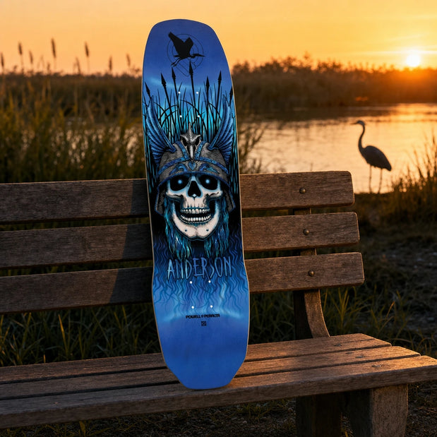 Powell Peralta Anderson Heron 9.13" Blue Foil Skateboard Deck - Longboards USA