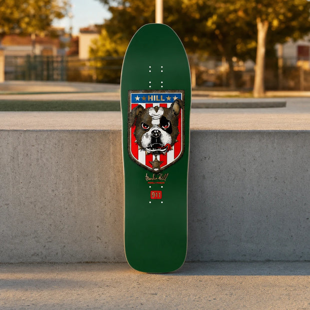 Powell Peralta Frankie Hill Bulldog Green/Gold Foil Reissue 10″ Skateboard Deck - Longboards USA