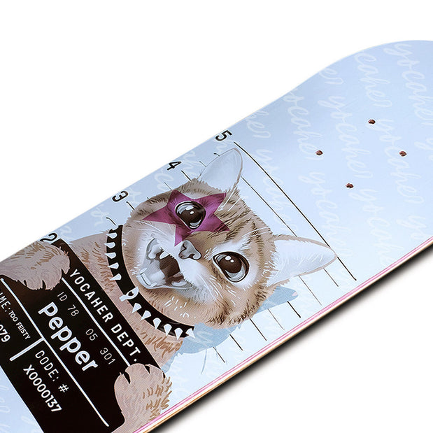 Yocaher Purple Pepper Graphic Skateboard Deck - Rockstar Kitty Cat