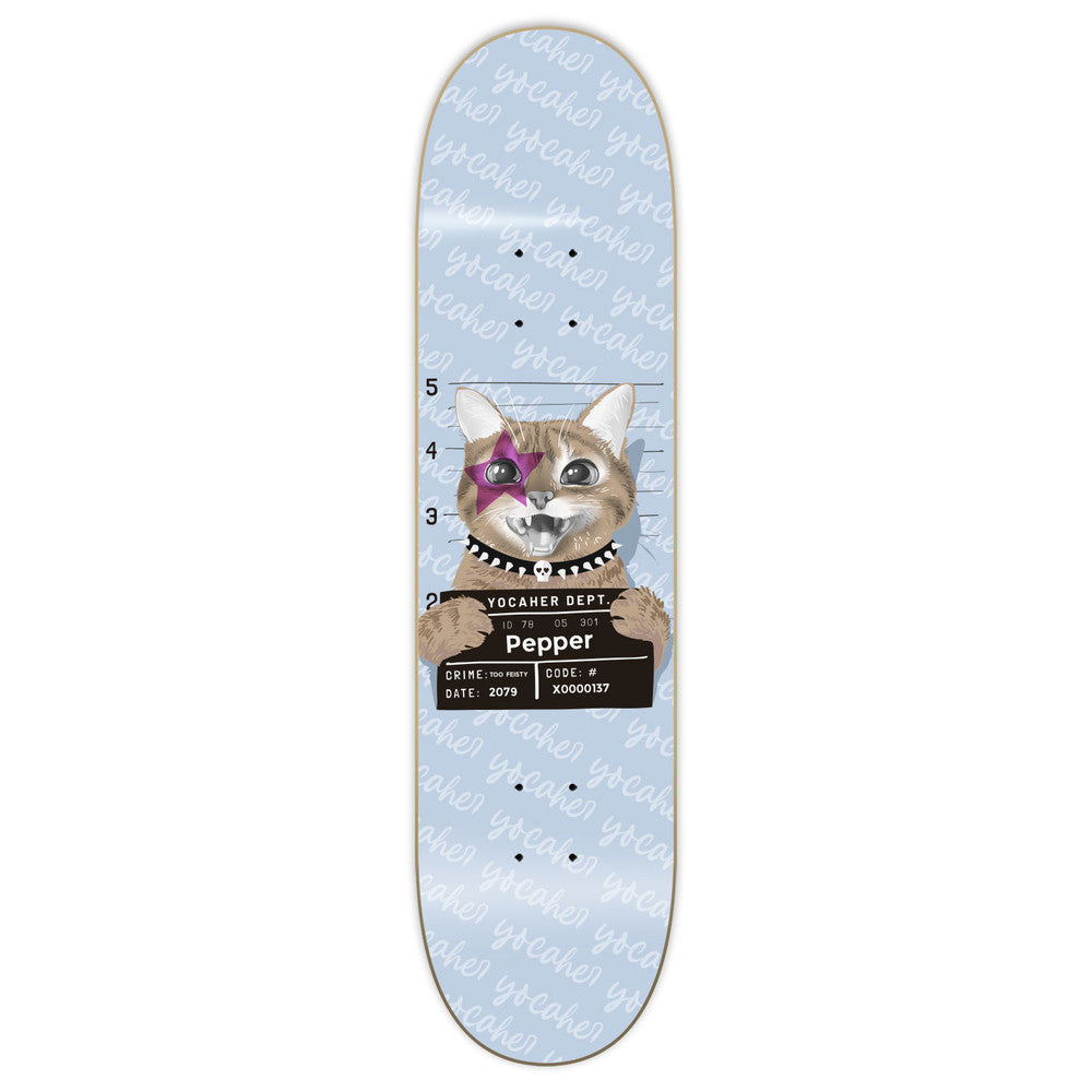 Yocaher Purple Pepper Graphic Skateboard Deck - Rockstar Kitty Cat