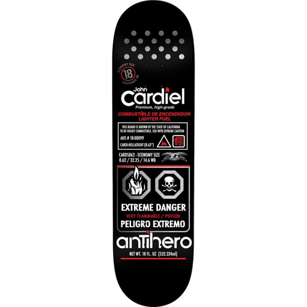 Antihero Cardiel Fueled Up 8.62" Black Skateboard Deck - Longboards USA