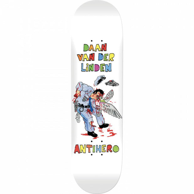Antihero Pigeon Vision Van Der Linden 8.38" White Skateboard Deck - Longboards USA