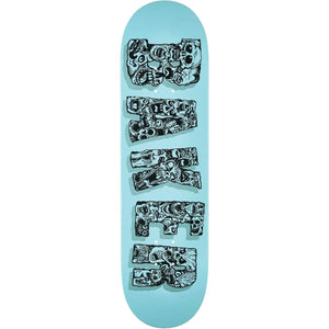 Baker Cormier Mercurials 8.47-inch light blue skateboard deck with black illustrated faces forming the Baker logo. - Longboards USA