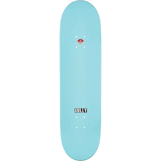 Baker Cormier Mercurials 8.47-inch skateboard deck in light blue with a Sully logo and white mounting holes. - Longboards USA