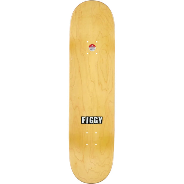 Baker Figueroa Day Ross 8.25-inch B2 skateboard deck in natural wood with a black-and-white FIGGY logo and mounting holes. - Longboards USA