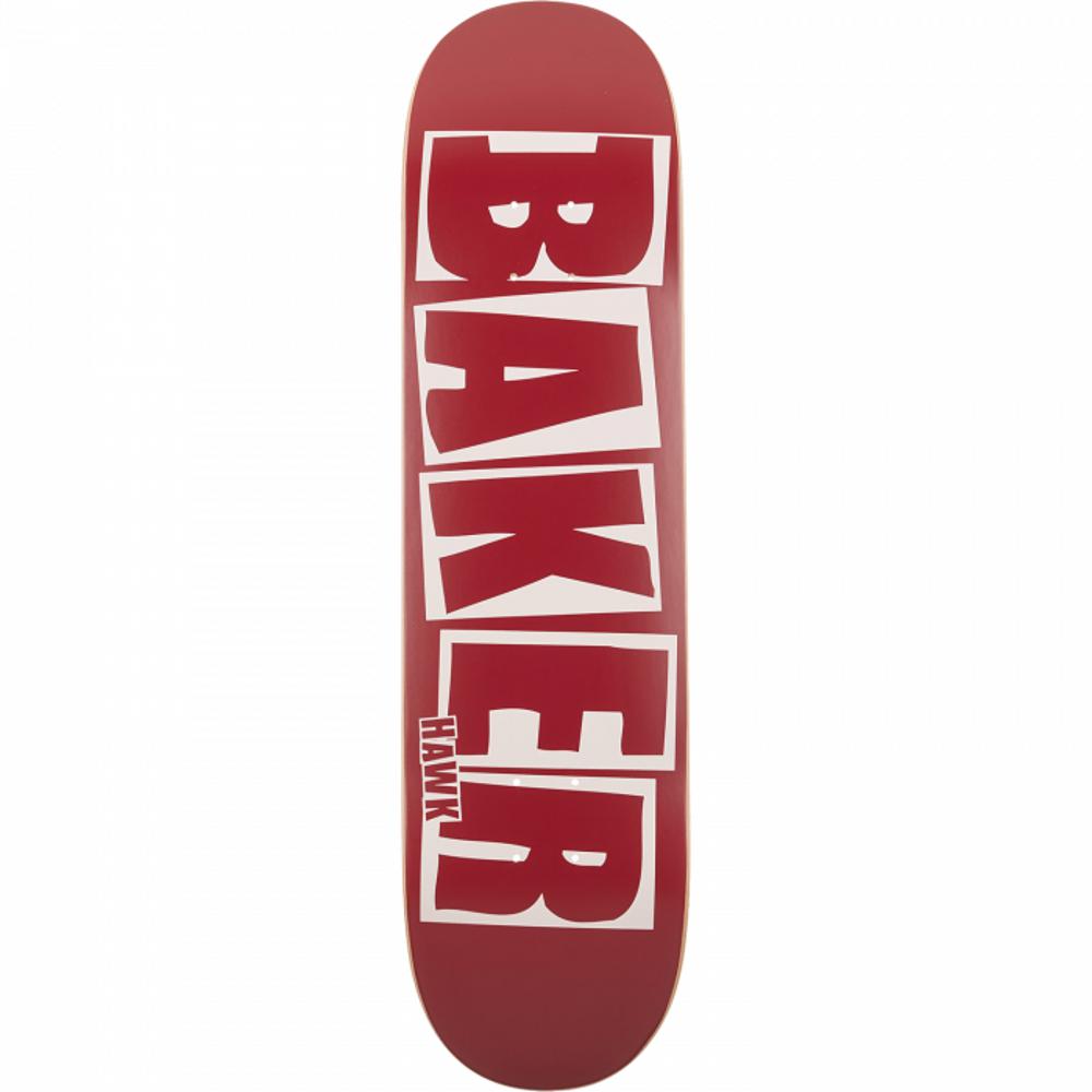 Baker Hawk Brand Name 8.0" Maroon Skateboard Deck - Longboards USA