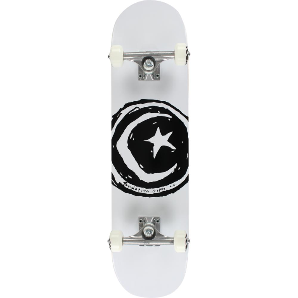 Foundation Star & Moon 7.75" White Skateboard - Longboards USA