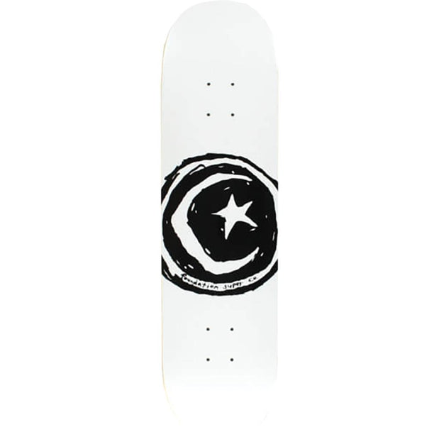 Foundation Star & Moon 8.25" White Skateboard Deck - Longboards USA