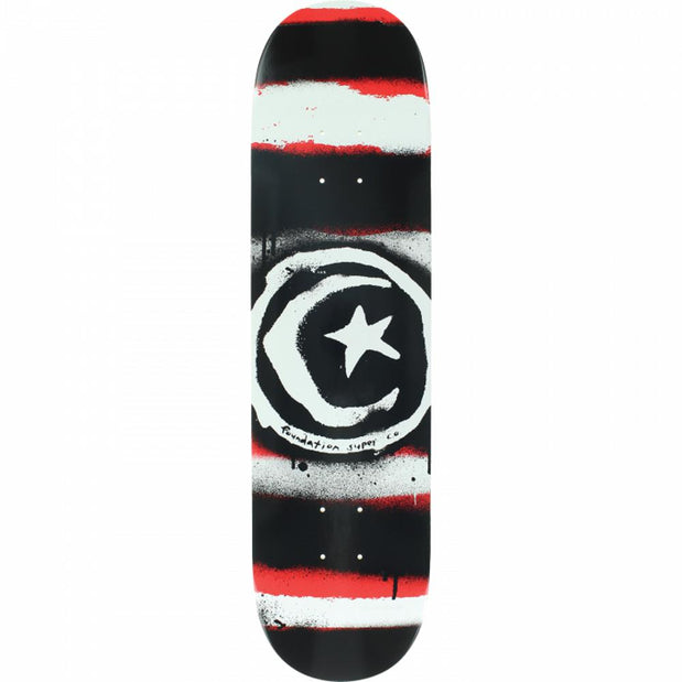 Foundation Star & Moon Distress 8.0" Red Skateboard Deck - Longboards USA