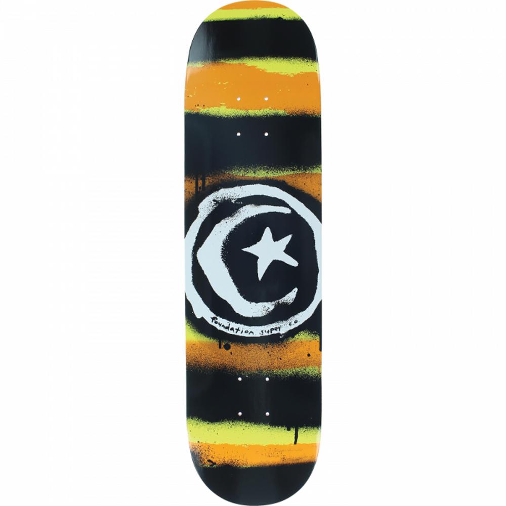 Foundation Star & Moon Distress 8.25" Mustard Skateboard Deck - Longboards USA