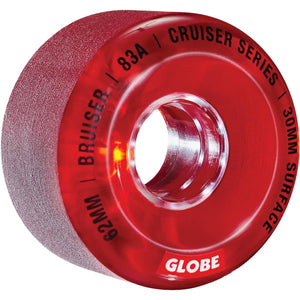 Globe Bruiser 62mm/83A Clear Red Wheels | set of 4 - Longboards USA
