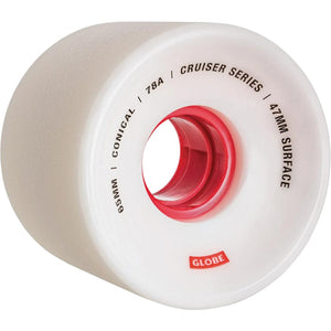 Globe Conical 65mm/83A White/Red Cruiser Wheels | set of 4 - Longboards USA