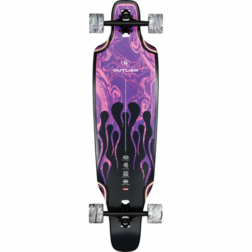 Globe Outlier Purple Flame 36 Black Longboard with Colorful Flame Design main image 1